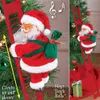 Noel Süslemeleri Süsler Hediye Elektrikli Tırmanma Merdiveni Noel Baba bebek oyuncakları müzik neşeli ağaç asılı dekor 221121