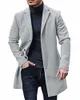 Men's Wool Blends Mens Trench Coat Wool Blended Jacket Slim Fit Fall Winter Soft Single Breasted Outwear 221121