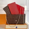 Bolso de diseñador, bolsos de hombro para mujer, bolso de moda, conjunto de 3 piezas, monedero, billetera de cuero genuino, bandolera para mujer, cadena cruzada para el cuerpo