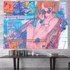 Wandteppiche Kawaii Home Decor Wall Hanging Wandteppich Anime Girl Schlafzimmer Hintergrund rosa süße Fashion Lady 221122