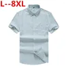 القمصان غير الرسمية للرجال 5xl بالإضافة إلى 6xl حجم 8xl جودة عالي الجودة قميص صيف مخطط رفيع النحافة الترفيه