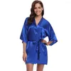 Women's Sleepwear Kimono Bathrobe Gown Silky Satin Women Nightgown Intimate Lingerie Oversize 3XL Solid Bride Bridesmaid Wedding Robe