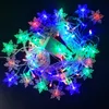 Juldekorationer Lights Snowflake Garland Curtain Led Fairy String Festoon Decor för Holiday 2023 Year Navidad 221122