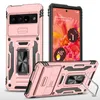 Camera Cases For Google Pixel 8 8A 7A 7 Pro Armor Antishock Sliding Window Phone Protection Ring Shockproof Case