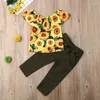 Clothing Sets Toddler Girl Clothes 2022 Kids Baby Summer Sunflower Tops Long Pants Leggings Outfit