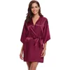 Women's Sleepwear Kimono Bathrobe Gown Silky Satin Women Nightgown Intimate Lingerie Oversize 3XL Solid Bride Bridesmaid Wedding Robe