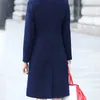 Mezclas de lana para mujer Moda británica Botón sólido Abrigo de lana Mujeres Abrigos de manga larga Mujer Elegante bolsillo Slim Outwear Mujer 221122