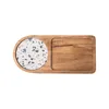Plates Acacia Wood Afternoon Tea Plate Drink Dessert Biscuits Cake Rectangular Serving Tray Cup Mat Wooden Dinner Dish