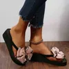 2022 Women Slippers Fashion Summer High Heels Cloth Arch Wig Slippers Outer Wear ClipToe Slippers Platform Wedges Shoes J220716