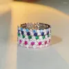 Rings Cluster Real 0,2CT D Colore Diamond rotondo completo per donne di alta qualit￠ 925 Gift di gioielli per feste di nozze ad anello in argento in argento sterling