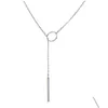 Pendant Necklaces Gorgeous Y Necklace For Women Bar Circle Necklaces Adjustable Long Chain Jewelry Drop Delivery Pendants Dh3Ow