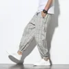 Men's Pants 2022Ready StockMale Plaid Cotton Linen Men Loose Harem Mens Autumn Vintage Casual Trousers Clothing Streetwear