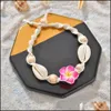 Bracelets de cheville mode bohème fleur coquille bracelets de cheville tissés à la main chaînes alimentaires de plage pour les femmes bijoux cadeau livraison directe Dhye2