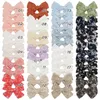 Fashion broderie imprimement incliné des cheveux accessoires de cheveux bébé filles coton bowknot épingles à cheveux Barrettes Headwear Kids Decoration