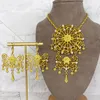 Kolye küpeler seti Dubai Kadın Takı Altın Habasha Etiyopya 24K Çiçek Moda Afrika Düğün Gelin Hediyesi