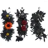 Flores decorativas decoración de Halloween simulación flor falsa negro adornos colgantes de pared girasol Artificial DIY vacaciones