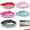 Dog Collars Leashes Pu Rhinestone Collar Scalable Pet Dog Collars Accessories Fashion Necklace Selling With Different Color 9 1Kl Dhhrq
