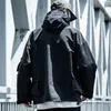 رجل من جلد الرجال Houzhou Techwear البضائع السوداء سترة Men Safari على غرار هوديز معطف غطاء محرك السيارة هوديي كوريا الشارع الهيب هوب الخريف 221122