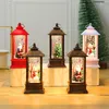 Ljusstakar Portable Holder Wind LED Lamp Mini Santa Claus Snowman Tree Chile Decorations Desktop Ornament Bougeoir