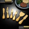 Messer Edelstahl Buttermesser Käse Gabel Pizza Besteck Set Gold Home Restaurant Küche Esszimmer Besteck Geschirr Werkzeug Drop D Dhktr