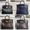 Genuine Leather Bags Birkins Handbags women handbag High end Crocodile Nile 25 30 35 Handmade H Women's Bag