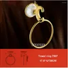 Bath Accessory Set Luxury Antique Gold Bathroom Hardware Hanger Towel Bar Hook Soap Paper Holder Brush 5 Pieces Combination Of Package