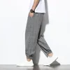 Pantalons pour hommes 2022Prêt StockMale Plaid Coton Lin Hommes Lâche Harem Hommes Automne Vintage Pantalon Décontracté Vêtements Streetwear