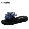 Xmistuo Brand Women Women Cool Floral Slippers Elastic Word с красочной дугой плоской открытой удобной антислипной повседневные пляжные сандалии J220716