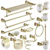 Badaccessoireset Gouden kristallen handdoekenrek Europese badkamerhaken Hardware Suite Messing douchemand Ringaccessoires