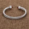 Cuff Full Jewelry Bangle Cable Bracelets Men Twist Bracelet Charm Bracelet 7mm Women Wedding Designer Cubic Zirconia Crystal Open