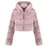 Pelliccia da donna Inverno corto finto cappotti spessi caldi soffici giacche con cappuccio 2022 stile manica intera S4722