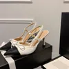 Kitten Heels Sandals Summer Women's Designer Shoes Pointed Toes Bowknot Slingback Pumps
