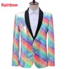 Men's Suits Blazers Mens Shining Colorful DJ Singers Nightclub Costume Stylish Suit Jacket Stage Striped Sequin Men 221122