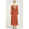 Ethnic Clothing Muslim Women Long Dress Solid Color Appliques Elegant Bowknot Dubai Abaya Arabic Middle East Islamic Maxi Robe Gown