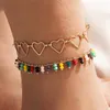 Anklets One Set Fashion Bohemian Flower Chain for Women Girl Charm Gold Color Link Anklet Armband Beach Party Jewets Gifts