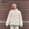 Femmes fourrure Faux doux rose manteau femmes hiver Vintage col montant moelleux lapin veste épais chaud manteaux grande taille 3XL 221123