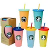 24 унции Starbucks Glitter Mug пластиковые выпивки тумблеров красочные чашки с крышкой и соломенными цветами.