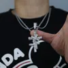 Recién llegado Hip Hop Cruz colgante collar pavimentado 5A Cz piedra plateada plata para mujeres hombres Hiphop Punk estilos joyería al por mayor