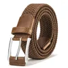 Belts Female Casual Knitted Pin Buckle Men Belt Woven Canvas Elastic Expandable Braided Stretch For Women Jeans Corset