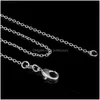 Chaînes 1Mm Chaîne Collier 925 Timbre Sterling Sier Bijoux Pour Hommes Bricolage Mode Femmes Cadeaux Lien Rolo Chaînes Avec Fermoirs De Homard 16 18 Dhhgt