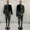 Kvinnor s Two Piece Pants Leopard Camouflage 2 Set Women Track Suit Tops and Fall Winter Fashion Bandage Matching Outfits 221123