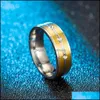 Band Rings Fashion Gold Contrast Color Diamond Ring Stripe Stainless Steel Couple Engagement Wedding Rings Band Gift Drop Delivery Je Dhajo