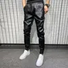 Men s Pants Winter Thick Warm PU Leather Men Clothing Simple Big Pocket Windproof Casual Motorcycle Trousers Black Plus Size 221123