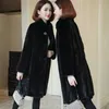 Kvinnors päls faux vinter mink fleece coat kvinnor midi stativ krage jacka tjock varm lös kvinnlig elegant parka outwear plus storlek 221123