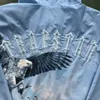 Męskie okopy płaszcze płaszcze kurtki mody pułapki ironGate Eagle Blue Windbreaker-Blue Grdient Schwarz Hafted Women 2023