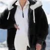 Femmes fourrure Faux hiver chaud manteau fermeture éclair en peluche à capuche Cardigan veste ample grande taille capuche sweat-shirt vêtements d'extérieur pardessus 221123