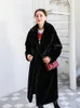 女性の毛皮のフェイクnerazzurri冬の長い濃い暖かい柔らかい灰色の黒いコート女性ふわふわry偽のオーバーコート韓国ファッション5xl 6xl 7xl 221123