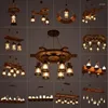 Lampy wiszące vintage drewniane światła na poddaszu żyrandol Luminaire zawieszenie retro drewniana lampa LED Lampa do baru w restauracji domów wiejski