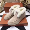 Boots toppkvalitet LP Winter Wool Warm Round Toe Fleece Ladies Fashion Snow Comfort Loafers Single Casual Women's 221122