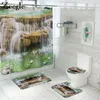 Bath Mats Traditiona Style and Shower Curtain Set Non Slip U-Shaped Toilet Rug room Floor Waterproof 221123